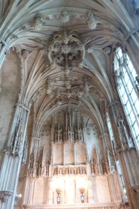 C15 south-centre buttress chapel appended to C12 nave of Noyon Cathedral